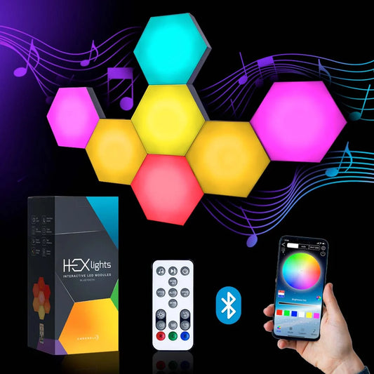 HEXlights Bluetooth modules arranged in a colorful pattern