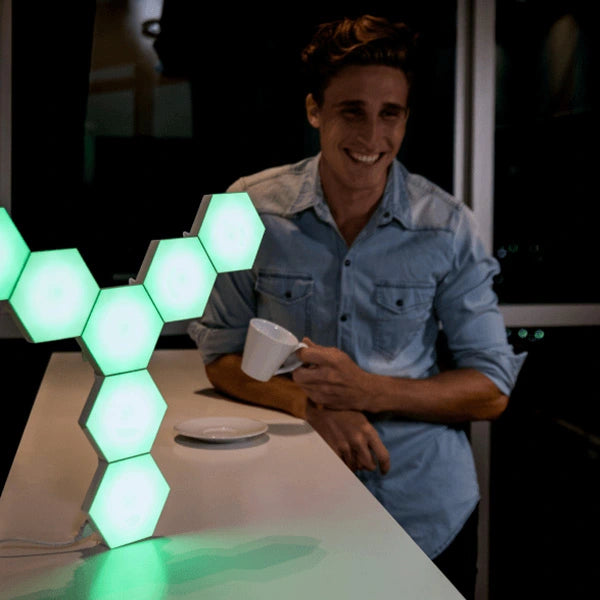 User adjusting HEXlights Bluetooth settings via phone app