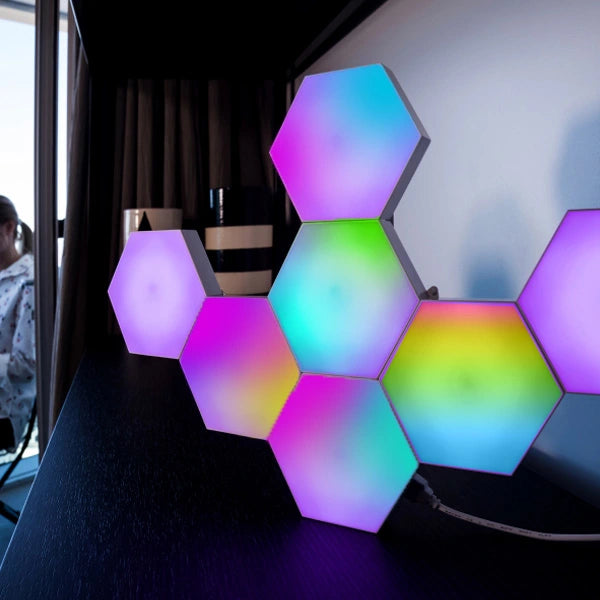 HEXlights Smart modules on a table stand showcasing special modes