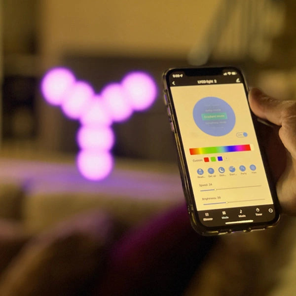 HEXlights Smart showcasing 6 main effects in different colors