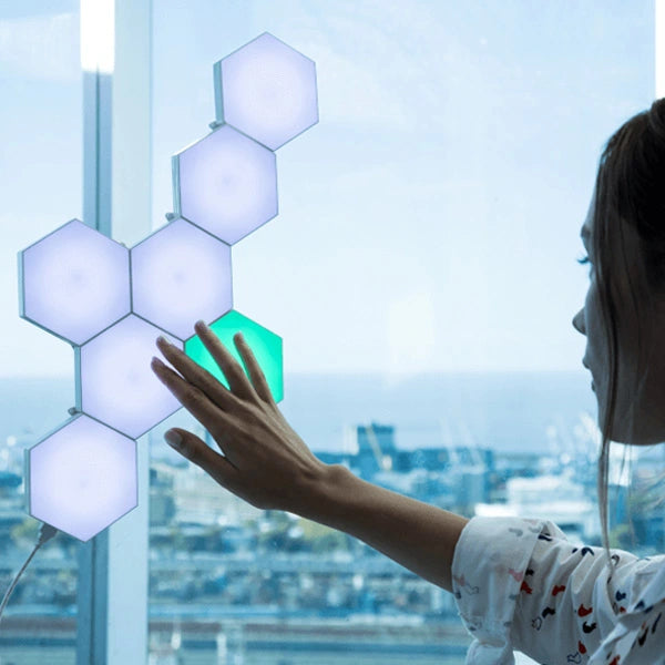 HEXlights modular touch-controlled LED lights on the wall