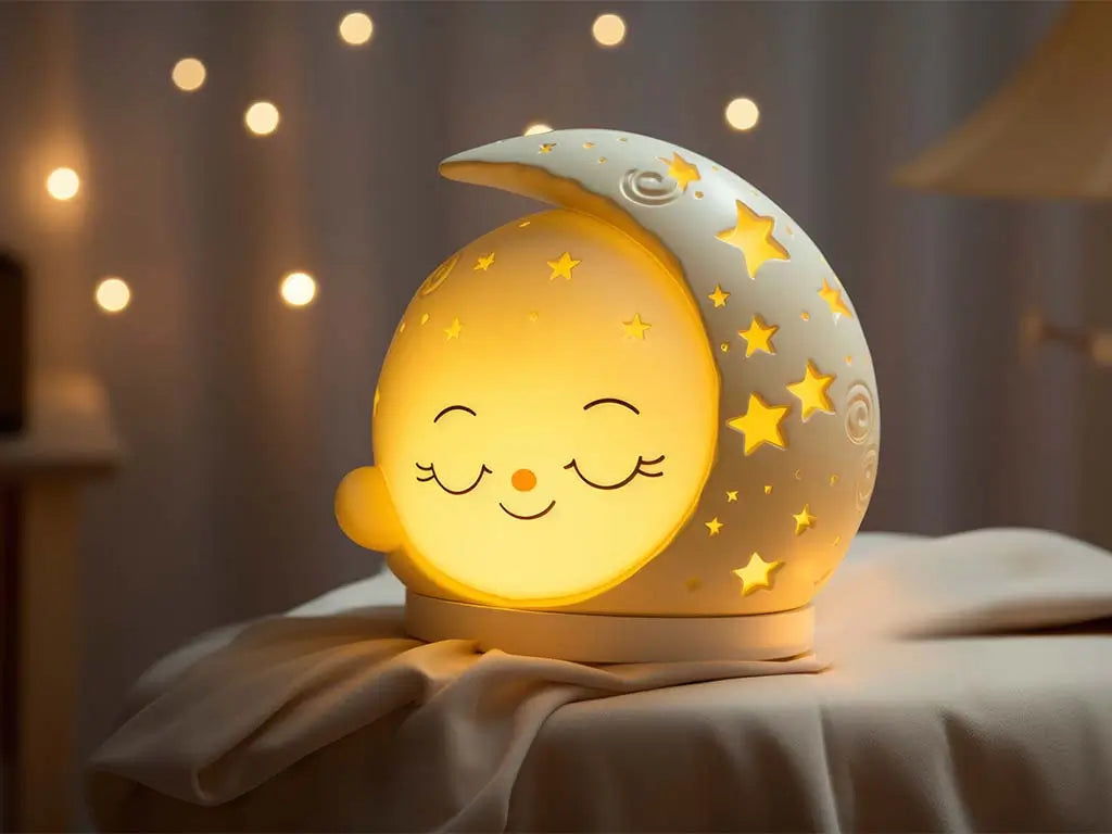 Warm sensory night light with moon and stars for a child’s bedroom